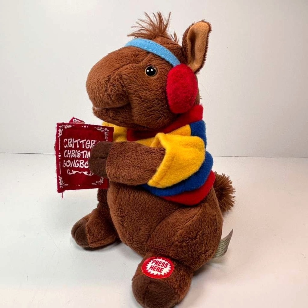 Animated Christmas Horse Pony Plush Singing Caroler Sound Toy 7.5in